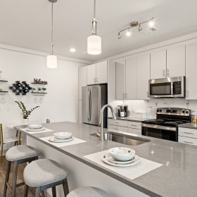 Kitchen spacious kitchen island with stools