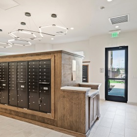 Mail Room large, bright mail room with parcel lockers